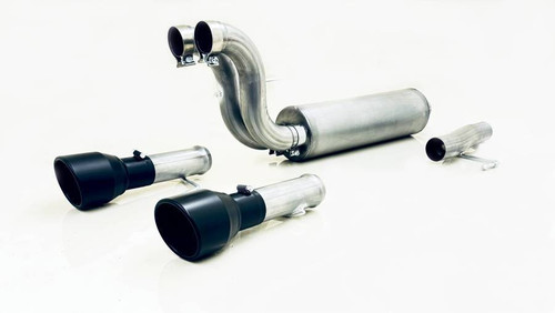 Exhaust System - Black Elite - Axle-Back - 3 in Diameter - Dual Rear Exit - Dual 5 in Black Tips - Stainless - Natural - Ford Coyote - Ford Fullsize Truck 2024 - Kit