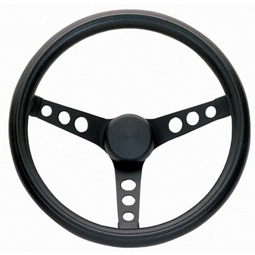 Steering Wheel - Classic Series - 11.5 in Diameter - 3.75 in Dish - 3-Spoke - Black Foam Grip - Steel - Black Paint - Each Steering Wheel - Classic Series - 11.5 in Diameter - 3.75 in Dish - 3-Spoke - Black Foam Grip - Steel - Black Paint - Each