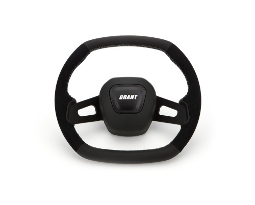 Steering Wheel - C8 Performance - 13.7 in Diameter - 1 in Dish - 2-Spoke - Black Leather / Suede Grip - Aluminum - Black Anodized - Each