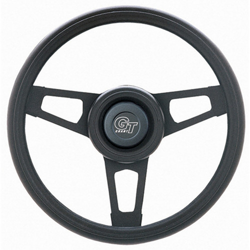 Steering Wheel - Challenger Series - 13.75 in Diameter - 2.25 in Dish - 3-Spoke - Black Foam Grip - Steel - Black Paint - Each