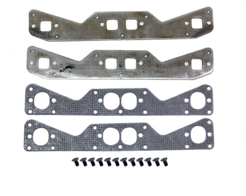 Header Flange - Inner Sub-Flange - 0.375 in Thick - 1 in Square Port - Steel - Small Block Chevy - Pair