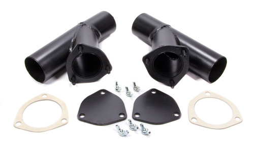 Exhaust Cut-Out - Quick-Eze - Manual - Weld-On - Dual - 2.5 in Pipe Diameter - Blockoff Plates / Hardware Included - Steel - Black Paint - Pair
