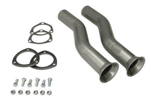Collector Reducer Extension - X-Tension - Mandrel S-Bend - 3 in 3-Bolt Inlet to 2.5 in Outlet - Gaskets / Hardware - Steel - Natural - Pair