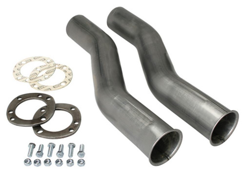 Collector Reducer Extension - X-Tension - Mandrel S-Bend - 3 in Uni-Fit Inlet to 2.5 in Outlet - Gaskets / Hardware - Steel - Natural - Pair
