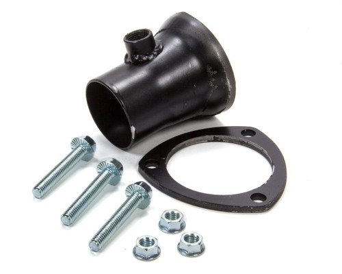 Collector Reducer - Female - 3 in Inlet to 2.25 in OD Outlet - 3-Bolt Ball and Socket Flange - O2 Sensor Bung - Hardware Included - Steel - Natural - Each