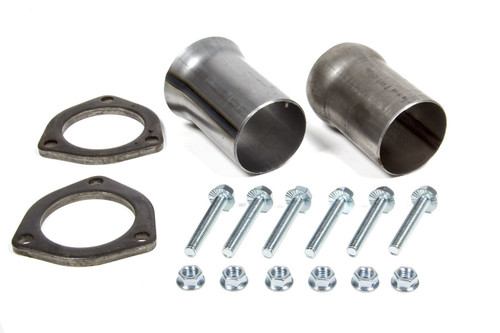 Collector Reducer - 2.5 in Inlet to 2.5 in OD Outlet - 3-Bolt Ball and Socket Flange - Hardware Included - Steel - Natural - Pair