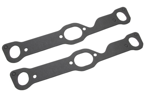 Exhaust Header / Manifold Gasket - 1.425 x 1.730 in Oval Port - 2.530 x 1.850 in Oval Center Port - Steel Core Laminate - Pontiac V8 - Pair