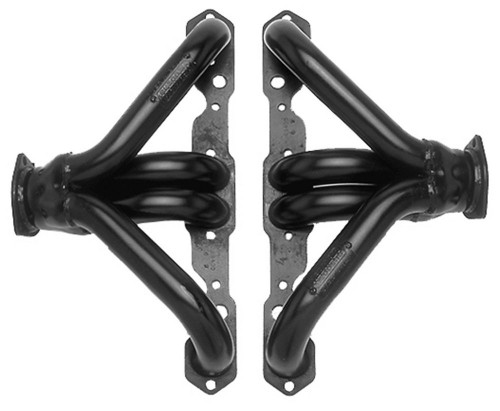 Headers - Block Hugger - 1.625 in Primary - 2.5 in Collector - Gaskets / Hardware Included - Steel - Black Paint - Small Block Chevy - Street Rod 1923-49 - Pair