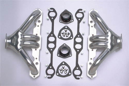 Headers - Tight Tubes - 1.625 in Primary - 2.5 in Collector - Gaskets / Hardware Included - Steel - Metallic Ceramic - Small Block Chevy - Street Rod - Chevy Fullsize Car 1955-57 - Pair