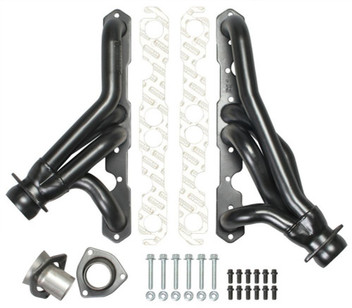 Headers - Street - 1.5 in Primary - 2.5 in Collector - Gaskets / Hardware Included - Steel - Black Paint - Small Block Chevy - GM Fullsize Truck 1967-91 - Pair