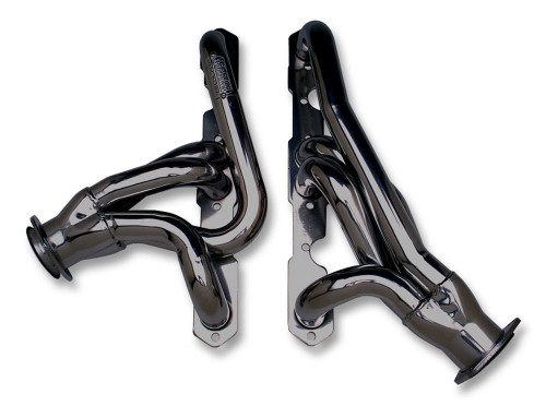 Headers - Street - 1.5 in Primary - 2.5 in Collector - Gaskets / Hardware Included - Steel - Black Paint - Small Block Chevy - Jeep CJ 1972-86 - Pair