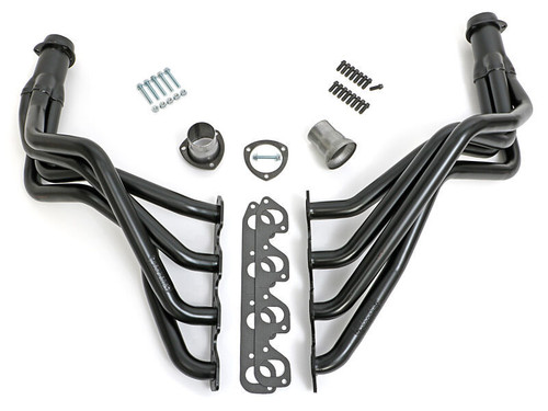 Headers - Street - 1.625 in Primary - 3 in Collector - Gaskets / Hardware Included - Steel - Black Paint - Ford Cleveland / Modified - Ford Fullsize SUV / Truck 1977-79 - Pair