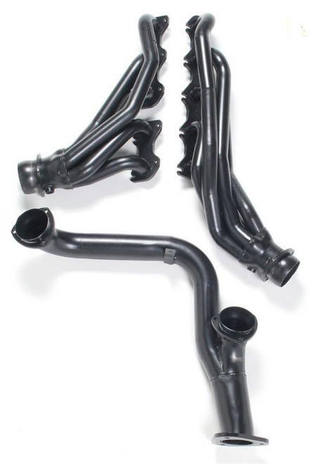 Headers - Street - 1.5 in Primary - Stock Collector Flange - Y-Pipe Included - Gaskets / Hardware Included - Steel - Black Paint - Ford V10 - Ford Fullsize Truck 1999-2005 - Kit