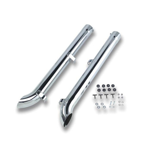 Exhaust Side Pipes - Super Competition - 4 in Diameter - 18 Gauge - Steel - Chrome - SideMount Headers - Chevy Corvette 1963-74 - Pair