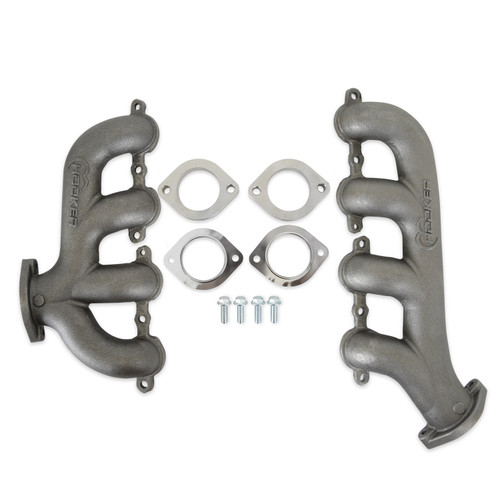 Exhaust Manifold - BlackHeart - 2.5 in Outlet - Cast Iron - Natural - Small Block Chevy Exit - GM LS-Series - Pair