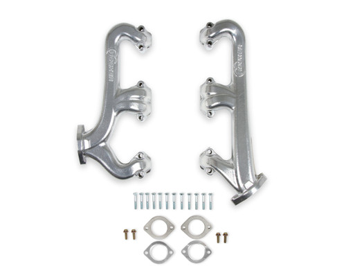 Exhaust Manifold - 2.5 in Outlet - Iron - Silver Ceramic - Small Block Chevy - Pair
