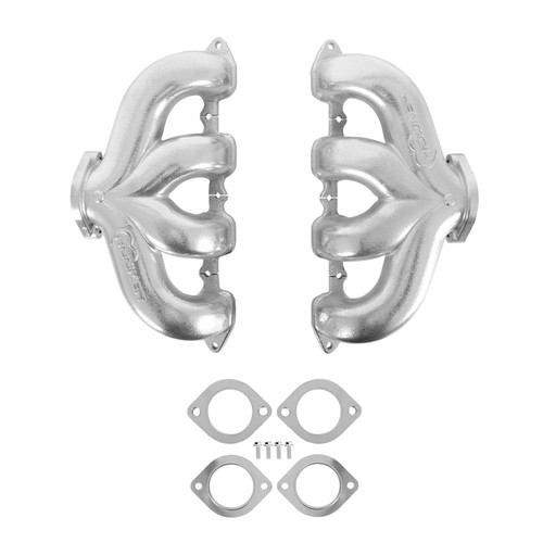 Exhaust Manifold - BlackHeart - Center Dump - 2.5 in Outlet - Cast Iron - Silver Ceramic Coated - GM LT-Series - Pair