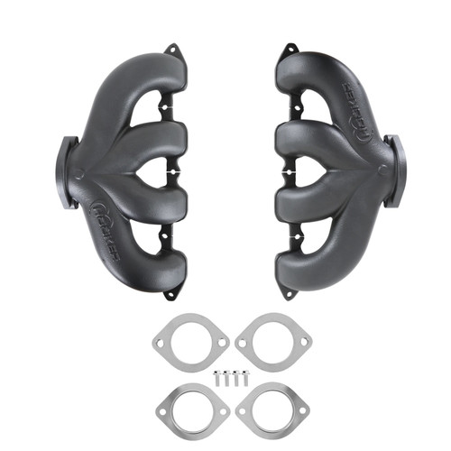 Exhaust Manifold - BlackHeart - Center Dump - 2.5 in Outlet - Cast Iron - Black Ceramic Coated - GM LT-Series - Pair