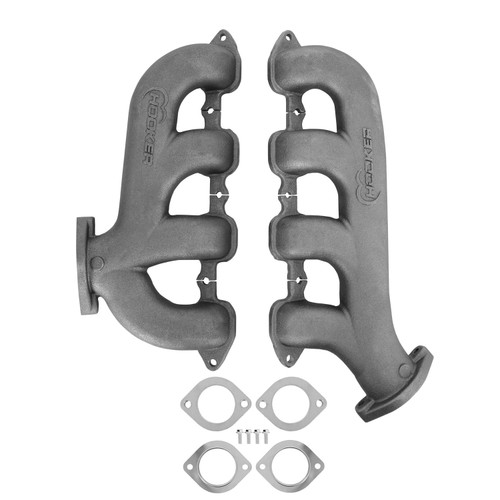 Exhaust Manifold - BlackHeart - 2.5 in Outlet - Cast Iron - Natural - Small Block Chevy Exit - GM LT-Series - Pair