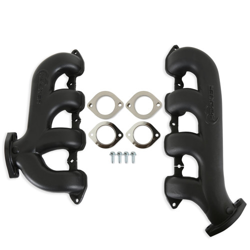 Exhaust Manifold - BlackHeart - 2.5 in Outlet - Cast Iron - Black Ceramic Coated - Small Block Chevy Exit - GM LT-Series - Pair
