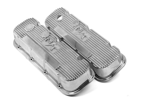 Valve Cover - M/T - Short - Finned - M/T Logo - Aluminum - Polished - Big Block Chevy - Pair