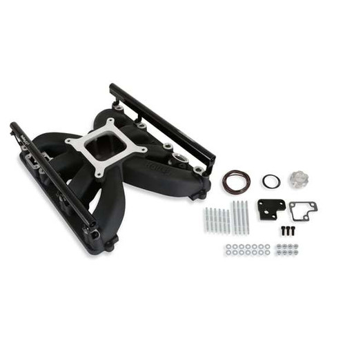 Intake Manifold - Square Bore - Single Plane - Fuel Rails Included - Aluminum - Black Powder Coat - Mopar Gen III Hemi - Kit