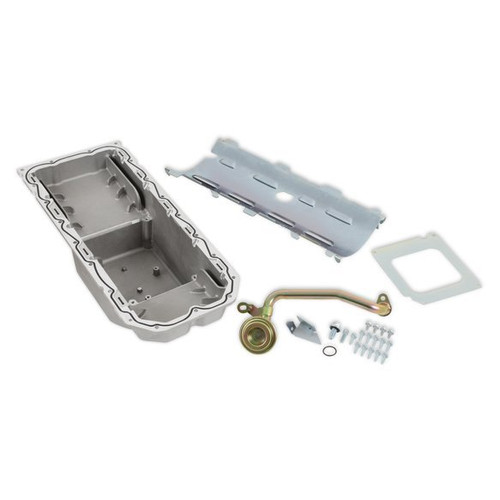 Engine Oil Pan - Center Sump - 6 qt - Baffle / Pickup / Tray - Aluminum - Natural - Mopar Gen III Hemi - Kit