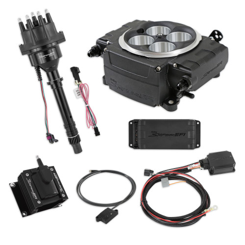 Fuel Injection - Sniper 2 EFI - Throttle Body - Square Bore - Computer / Distributor / Ignition Coil / Wiring - Black - Small Block Chevy - Kit