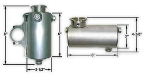Recovery Tank - Coolant - 31.97 oz - 8 in Tall - 3.5 in Diameter - Dual 1/4 in NPT Female Inlets - 3/8 in NPT Female Outlet - Aluminum - Natural - Each