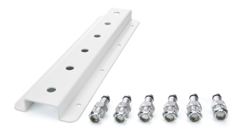 Radius Rod Rack - Wall Mount - Upper - 15 in Long - 12 Rod Capacity - Aluminum - White Powder Coat - Each Radius Rod Rack - Wall Mount - Upper - 15 in Long - 12 Rod Capacity - Aluminum - White Powder Coat - Each