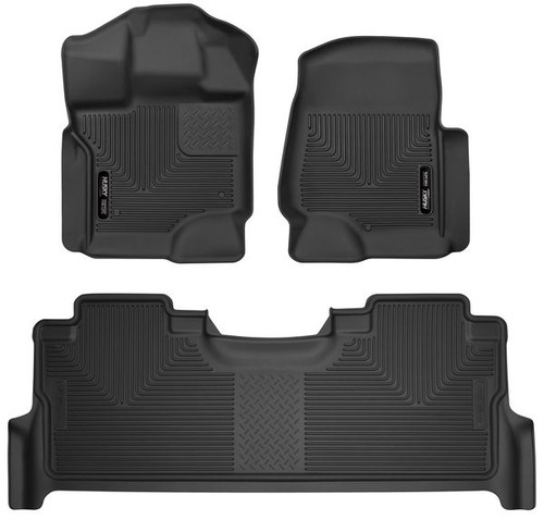 Floor Liner - X-ACT Contour - Front / 2nd Row - Plastic - Black / Textured - Factory Storage Box - Super Duty - Ford Fullsize Truck 2017-24 - Kit