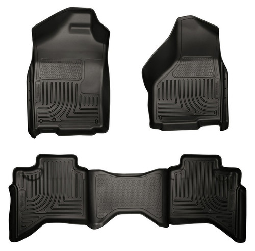 Floor Liner - WeatherBeater - Front / 2nd Row - Plastic - Black / Textured - Quad Cab - Dodge Ram Fullsize Truck 2002-09 - Kit