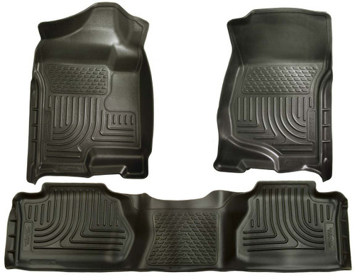 Floor Liner - WeatherBeater - Front / 2nd Row - Plastic - Black / Textured - Extended Cab - GM Fullsize Truck 2007-13 - Kit