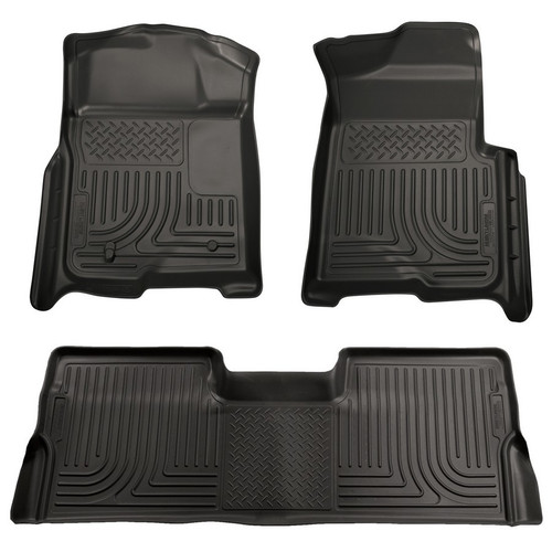 Floor Liner - WeatherBeater - Front / 2nd Row - Plastic - Black / Textured - Ford Fullsize Truck 2009-13 - Kit