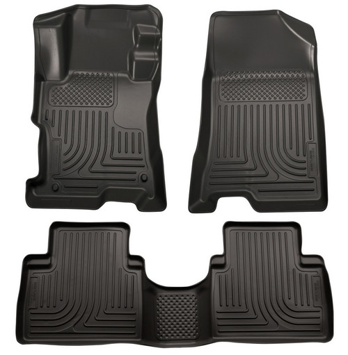 Floor Liner - WeatherBeater - Front / 2nd Row - Plastic - Black / Textured - Honda Accord 2008-12 - Kit