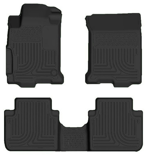 Floor Liner - WeatherBeater - Front / 2nd Row - Plastic - Black / Textured - Honda Civic 2016-21 - Kit