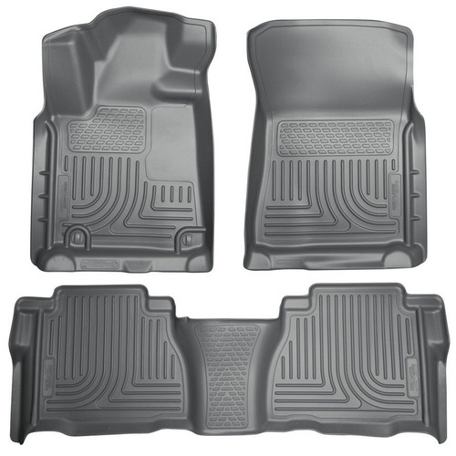 Floor Liner - WeatherBeater - Front / 2nd Row - Plastic - Gray / Textured - CrewMax Cab - Toyota Fullsize Truck 2010-12 - Kit