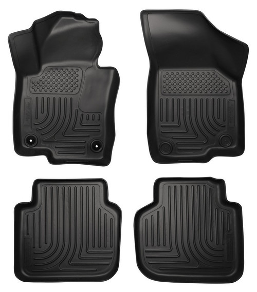 Floor Liner - WeatherBeater - Front / 2nd Row - Plastic - Black / Textured - Volkswagen Passat 2012-15 - Kit