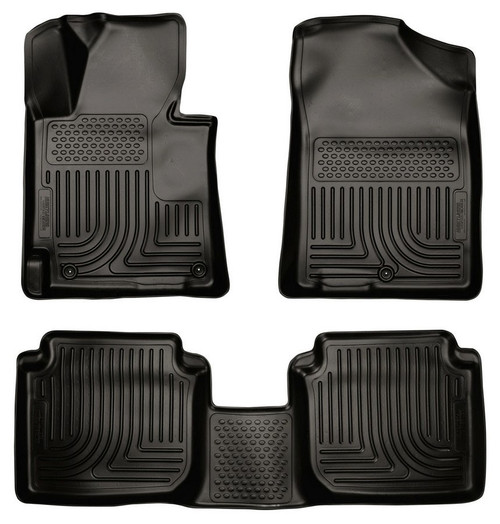 Floor Liner - WeatherBeater - Front / 2nd Row - Plastic - Black / Textured - Hyundai Elantra 2011-13 - Kit