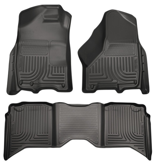 Floor Liner - WeatherBeater - Front / 2nd Row - Plastic - Black / Textured - Crew Cab - Dodge Ram Fullsize Truck 2009-14 - Kit