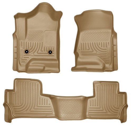 Floor Liner - WeatherBeater - Front / 2nd Row - Plastic - Tan / Textured - GM Fullsize SUV 2015 - Kit