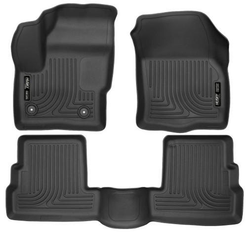 Floor Liner - WeatherBeater - Front / 2nd Row - Plastic - Black / Textured - Ford Compact SUV 2015-19 - Kit