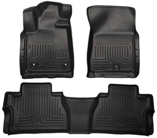 Floor Liner - WeatherBeater - Front / 2nd Row - Plastic - Black / Textured - Toyota Fullsize Truck 2014-15 - Kit