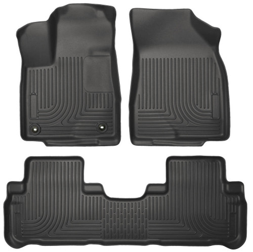 Floor Liner - WeatherBeater - Front / 2nd Row - Plastic - Black / Textured - Toyota Midsize SUV 2014-19 - Kit