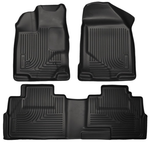 Floor Liner - WeatherBeater - Front / 2nd Row - Plastic - Black / Textured - Ford Midsize SUV 2007-15 - Kit