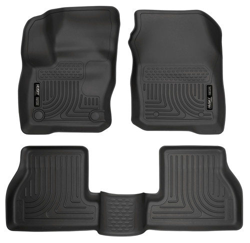 Floor Liner - WeatherBeater - Front / Rear - Plastic - Black / Textured - Ford Focus 2016-18 - Pair