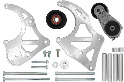 Air Conditioning Bracket - Passenger Side - Head Mount - Aluminum - Clear Anodized - Sanden 7176 SD7 Compressor - GM LS-Series - GM Fullsize Truck 1999-2013 - Kit