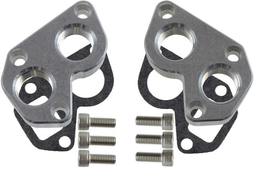 Water Pump Adapter - Standard to Remote - 12 AN Female O-Ring Ports - Gaskets Included - Aluminum - Clear Anodized - Pair