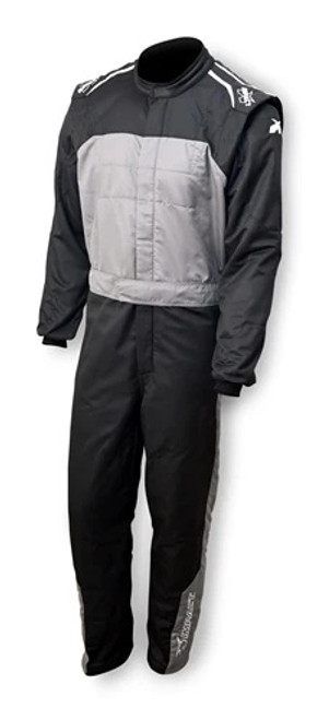 Driving Suit - Racer 2.4 - 1-Piece - SFI 3.3A/5 - Double Layer - Nomex - Black / Gray - Medium - Each Driving Suit - Racer 2.4 - 1-Piece - SFI 3.3A/5 - Double Layer - Nomex - Black / Gray - Medium - Each