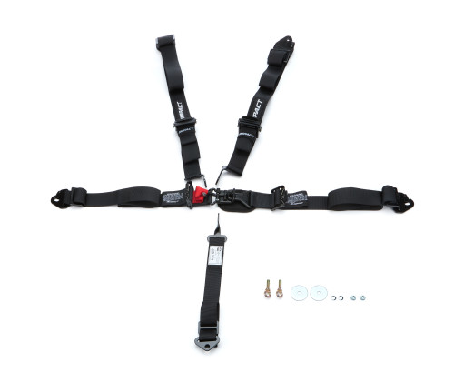 Harness - 5 Point - Latch and Link - SFI 16.1 - Pull Down Adjust - Clip In / Wrap Around - Individual Harness - Black - Kit